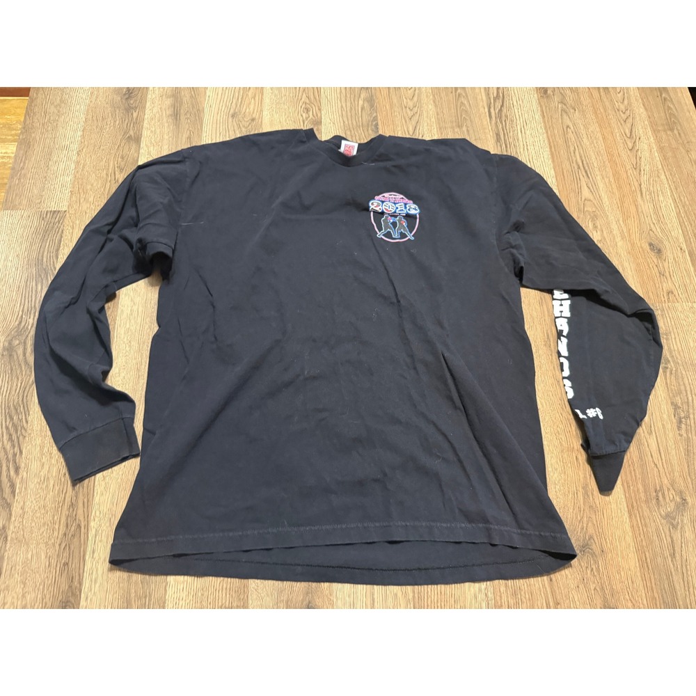Bayside Shirts Mens XL Black Long Sleeve Crewneck Graphic Print Casual